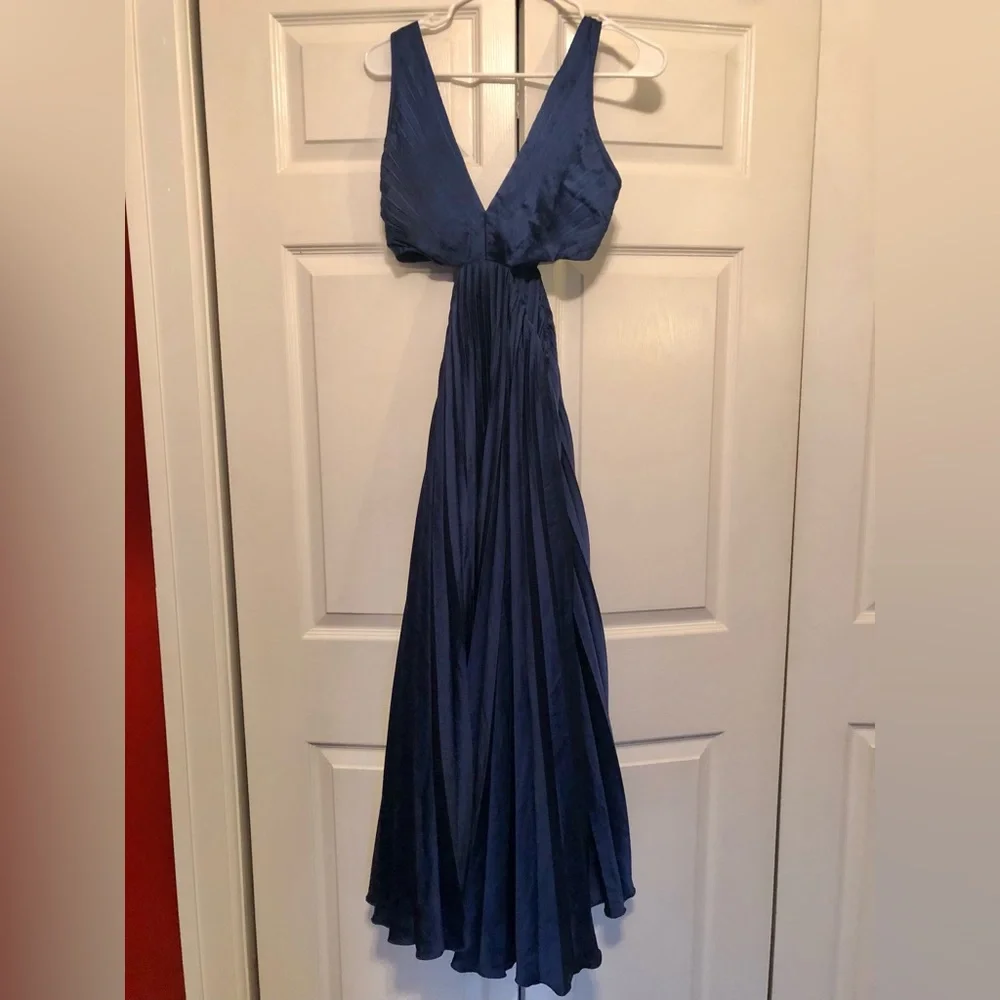 Abercrombie & Fitch Royal Blue Pleated Maxi Dress